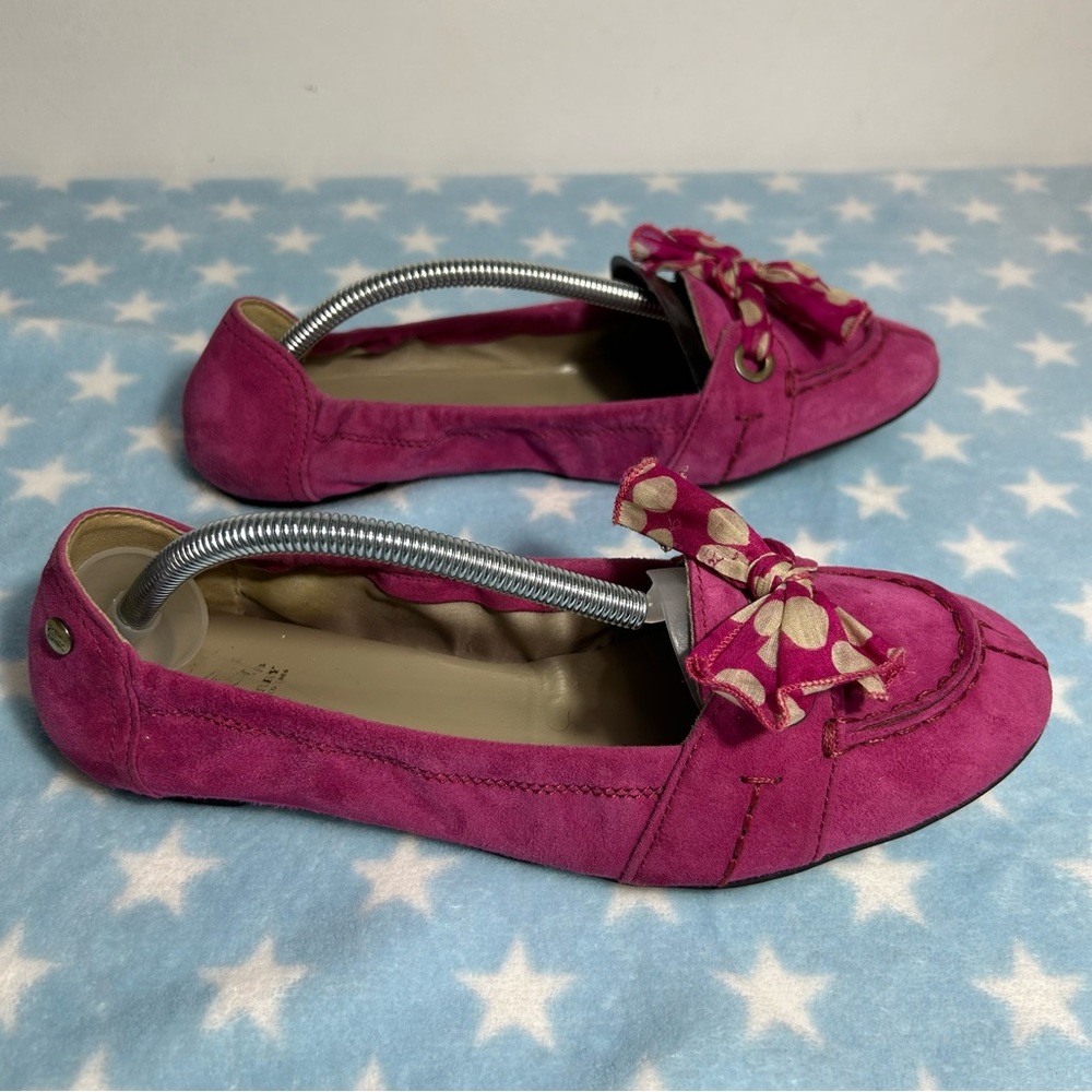 Burberry Fuchsia Suede Ballet Flats w/Bow Detail 40/10